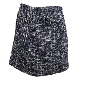 MAISON JULES Tweed Metallic Lined Side Zip Mini‎ Skirt Navy Size 10